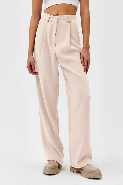 Açelya Okcu Palazzo-Gewebte Hose mit hohem Bund und Beinabschluss