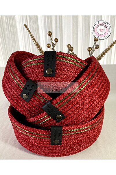 Genel Markalar Kırmızı Tress Çok Amaçlı Düzenleyici Sepet - Organizer 4 Lü Se...