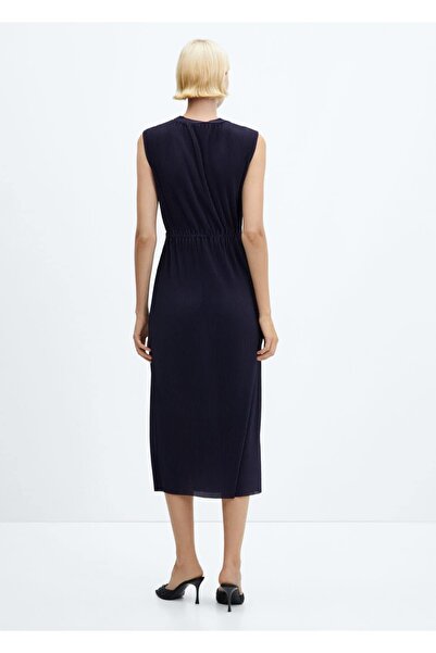 MANGO Woman Pilili midi boy elbise