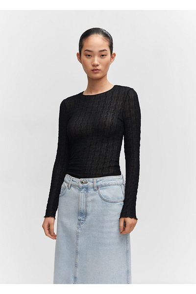 MANGO Woman T-Shirt mit langen Ärmeln und Rüschen