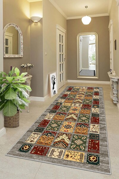 on the clouds Etnik Motifler Desenli Dijital Baskı Yıkanabilir Kaymaz Taban M...