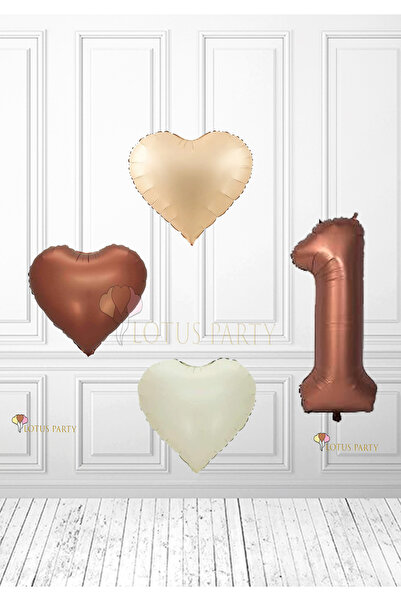 LOTUS PARTY Ρετρό Σετ Γέννησης - Μπαλόνι με Φύλλο Αλουμινίου σε Καφέ Χρώμα - ...