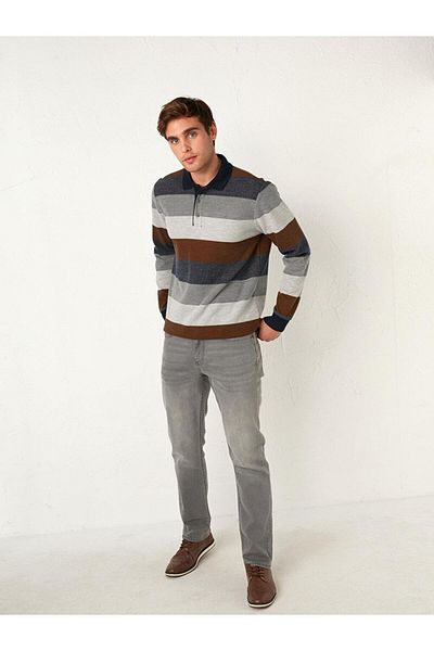 LC Waikiki Φούτερ με ριγέ γιακά πόλο LCWAIKIKI Classic Comfortable Fit