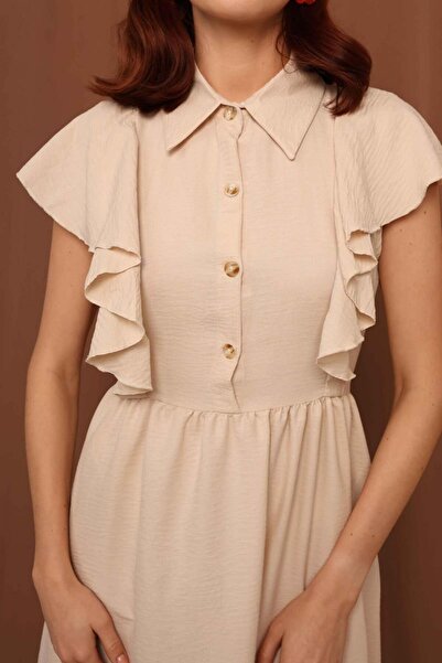 Lusin Γυναικείο Μίντι Φόρεμα Flounce Stone