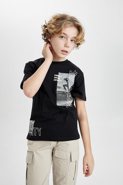 DeFacto Boy's Short Sleeve Crew Neck T-Shirt - C1960a824sm