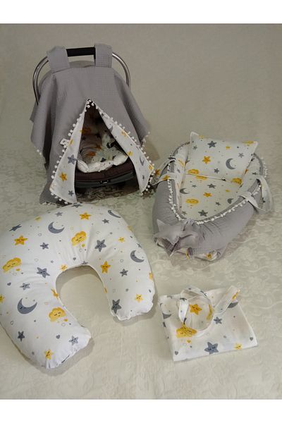Wenaris Κάλυμμα καροτσιού μαξιλάρι καροτσιού BABYNEST ΚΑΙ ΜΑΞΙΛΑΡΙ Μαξιλάρι θηλασμού Σαλιάρα θηλασμού