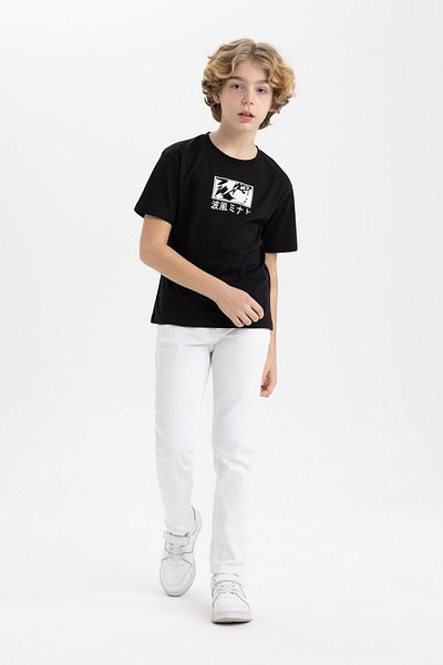 DeFacto Boy's Crew Neck Printed Short Sleeve T-Shirt C0953a824sm