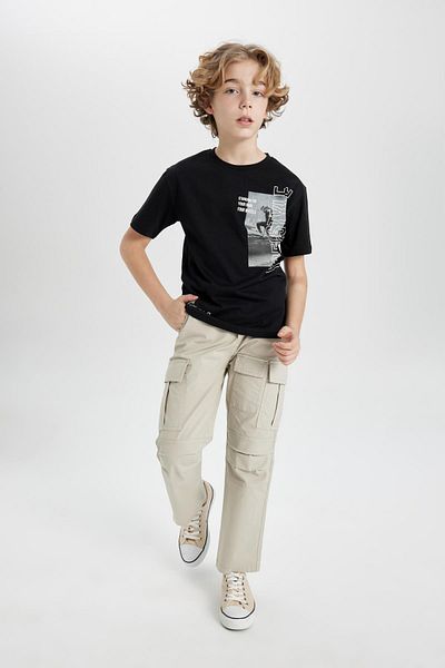 DeFacto Boy's Short Sleeve Crew Neck T-Shirt - C1960a824sm