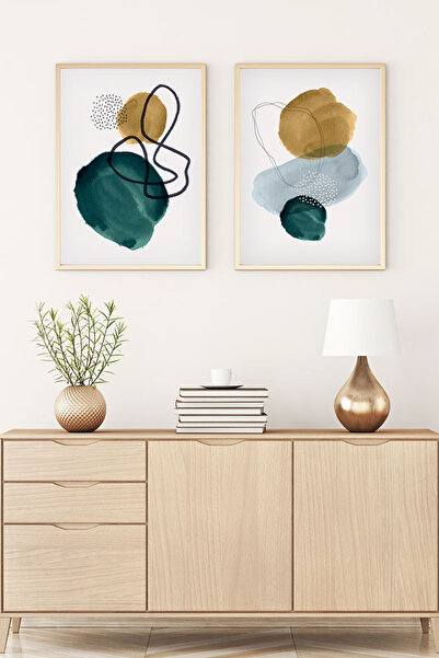 huhuli طقم لوحات حديثة بإطار خشبي huhu102