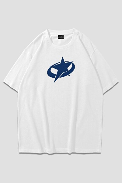 giyinikim تي شيرت بلو ستار أبيض كبير الحجم