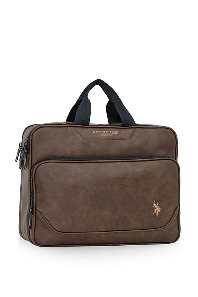 U.S. Polo Assn. يو اس بولو اسن 23666-23667 حقيبة كمبيوتر محمول حقيبة رسول حقيبة ماك بوك بني