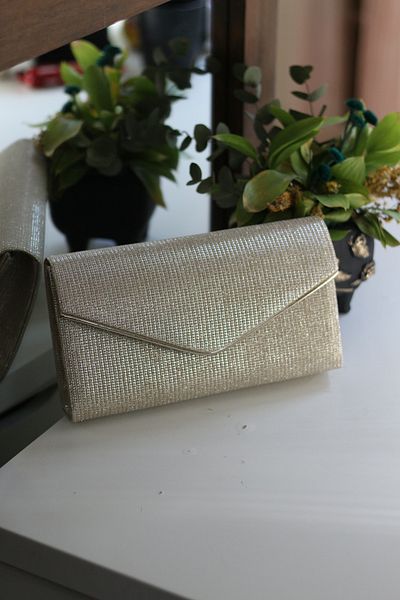 Moom Bag Geantă de umăr pentru rochie de seară din aur pentru femei