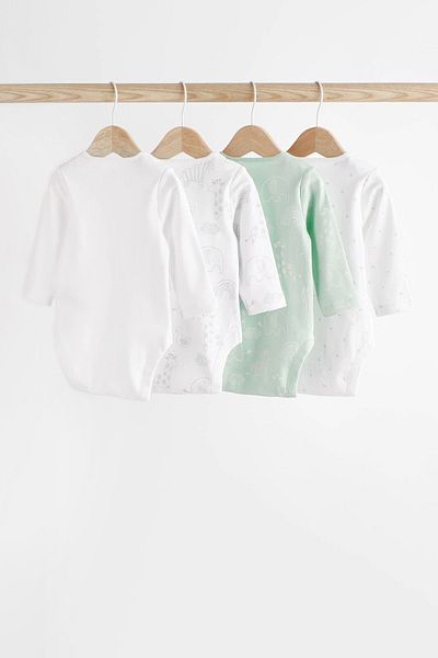 Next Baby 100% Organic Cotton 4-Piece Animal Patterned Long Sleeve Bodysuit