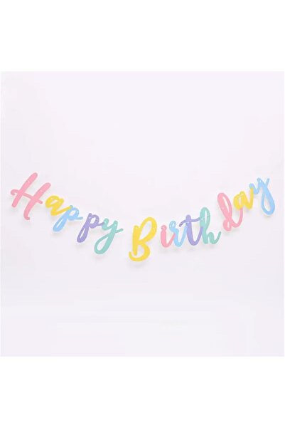Patladı Gitti Happy Birthday Makaron Kaligrafi Banner