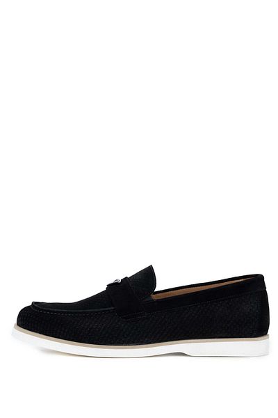 Tamer Tanca Men's Genuine Leather Black Suede Loafer Shoes