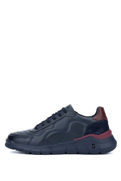 Tamer Tanca Navy Blue Genuine Leather Men's Sneakers - Sports Shoes