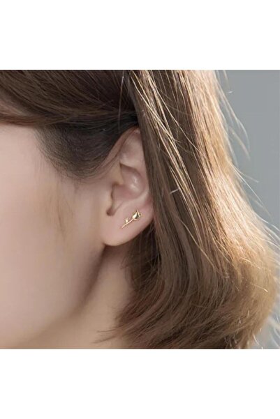 toptanhanem Minik Lale Tasarımı Antialerjik Çelik Küpe - Altın Kaplama