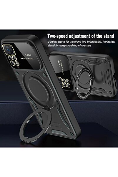 m.tk moveteck Xiaomi Redmi Note 12 Pro 4g Compatible Case with Rotatable Ring Stand Camera Protection Gold Detail