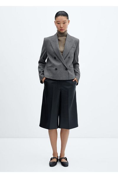 MANGO Woman Double Breasted Short Blazer Jacket