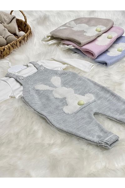 Home Littleland Combed Cotton - Badi Rabbit Knitwear Slopet Jumpsuit (with Booties Gift)