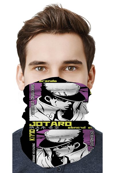 FG KONNİCHİWA Anime Manga Jojo Jotaro Motor Cycling Face Mask Outdoor Buff Neck Collar Bandana Balaklava