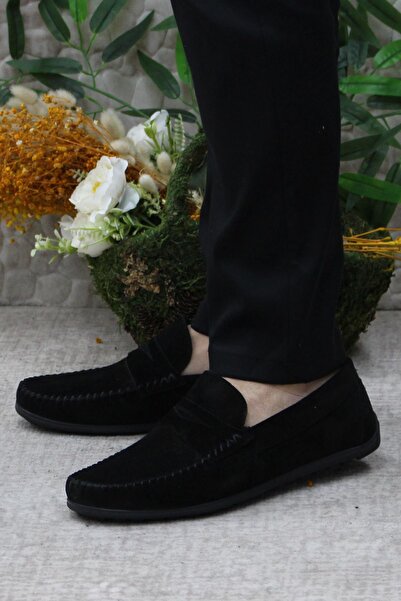 Mehmet Mete 31020 Чорні замшеві чоловічі лофери з натуральної шкіри