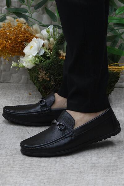 Mehmet Mete 31012 Чорні шкіряні лофери з натуральної шкіри Чоловічі балетки Чоловіче взуття