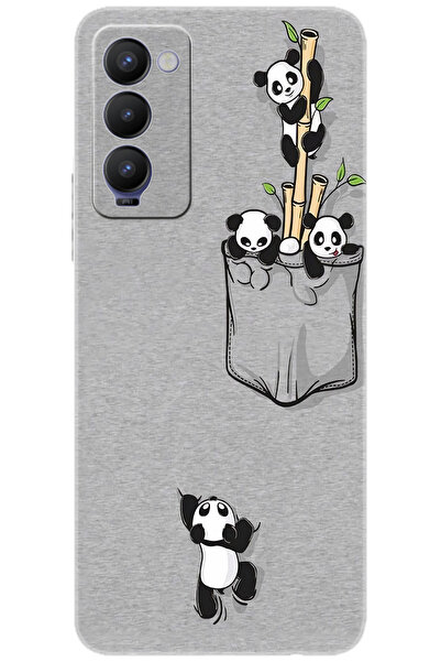 Camon Tecno 18 (CH6n) Uyumlu Kılıf Desen Baskılı Silikon Pandalar STK:749 CP-...