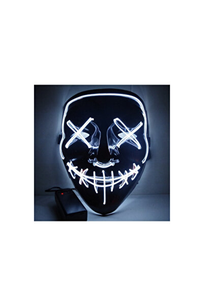 Ozmik V-for figürlü Led Işıklı Neon Maske 3 Modlu Parti Eğlence Maskesi