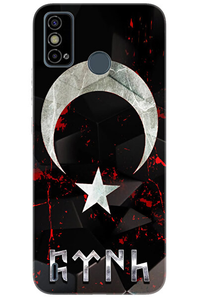 TECNO Spark 6 GO (KE5k) Uyumlu Kılıf Desenli Silikon Ay Yıldız ve Göktürkçe T...