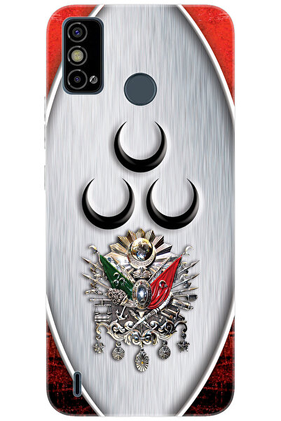 TECNO Spark 6 GO (KE5k) Uyumlu Kılıf Desen Baskılı Silikon Üç Hilal Tuğra Tas...