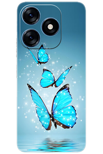 TECNO Spark 10 (KI5q) Uyumlu Kılıf Desen Baskılı Silikon Mavi Kelebek STK:710...