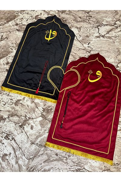 Evince Red-Black Heart Double Challenge 2 Pieces, Fiber and Tasseled Velvet Fabric 2 Pieces Rosary