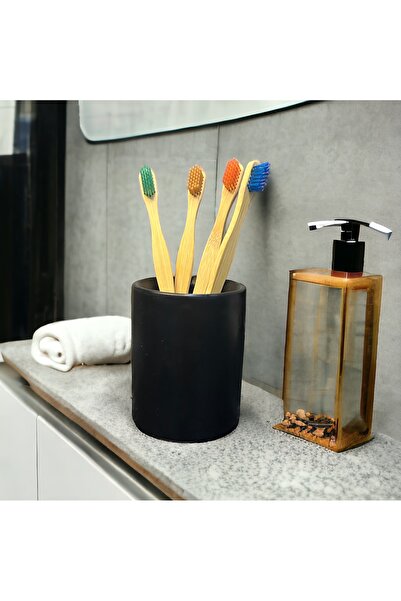 Miya Art Studio Μαύρο Μπετόν - Κύλινδρος θήκης οδοντόβουρτσας