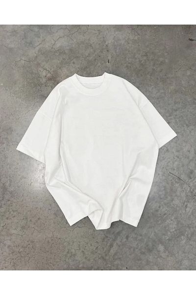 Moka Shopin Tricou oversize unisex cu decolteu - alb