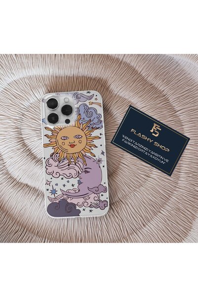 Flashy Shop Tecno Spark 10 Pro Compatible Sun and Moon Design Transparent Case