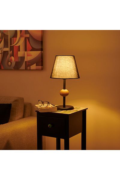 Safir Light Black Metal Lampshade - Wooden Detail - 43X25X25 cm