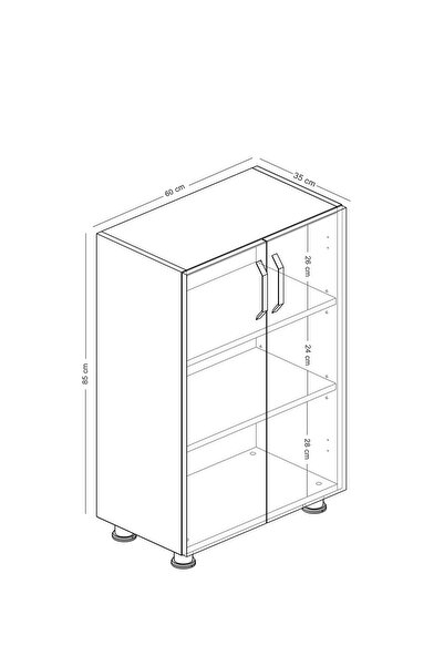 Durusilya Mobilya Ayakkabılık Dolabı Çift Kapaklı 2 Raflı Çok Amaçlı Dolap