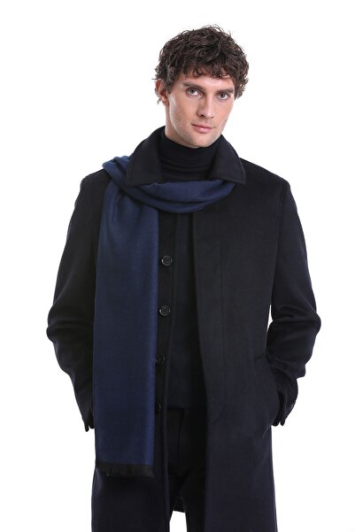 Hatemoğlu Μπλε Navy Απλό Λεπτό Φουλάρι Διπλής Όψης 12112023 A002_005