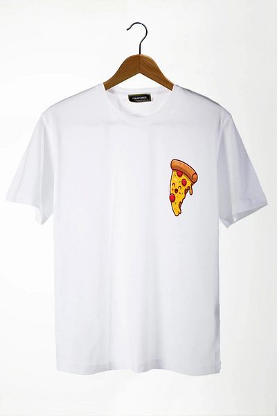 Pink Sky Βαμβακερό μπλουζάκι Unisex Pizza Slice Printed Crew Neck Oversize