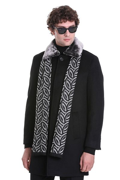 Hatemoğlu Eșarfă neagră cu model 12112023 A001_SG5