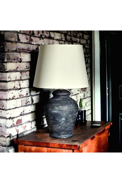 Qdec Vintage Ceramic Lampshade Rustic Antique Black - Ecru