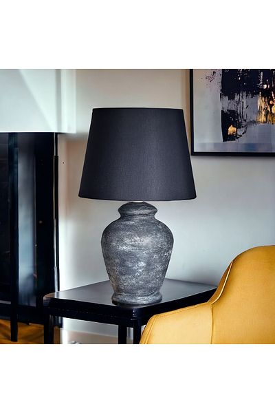 Qdec Vintage Ceramic Lampshade Rustic Antique Black - Black