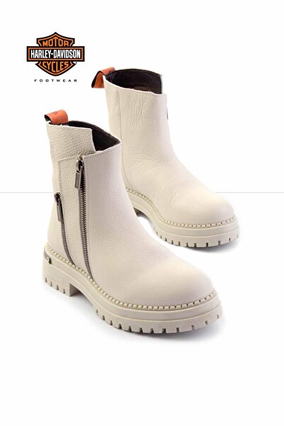 Harley Davidson Beige Leather Kadın Bot & Bootie Hd0777003903