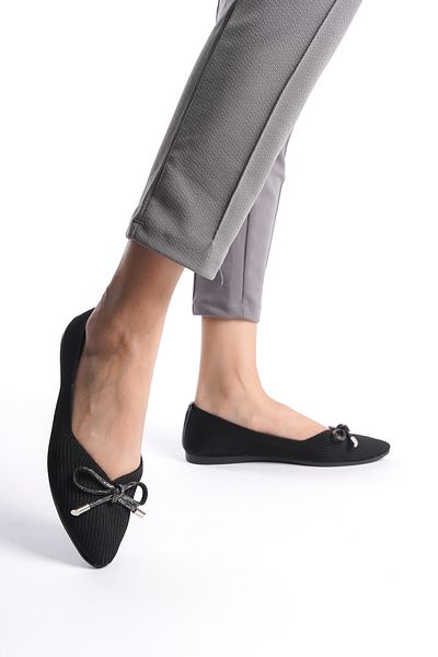 eformoda by emre yılmaz Tricoturi negre de damă Balerini cu pietre Em5071