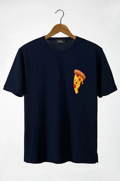Pink Sky Unisex Pizza Slice Printed Crew Neck Oversize Cotton T-shirt