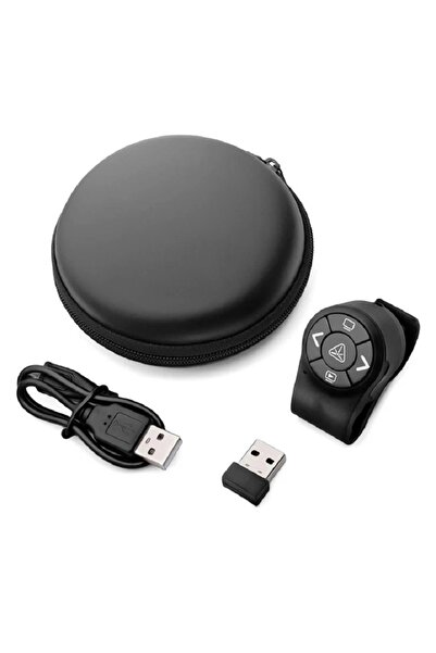 Genel Markalar Akıllı Kablosuz Rf 2.4g Parmak Ucu Ppt Siyah Taşınabilir Şarjedilebilir Halka Sunum Kumanda