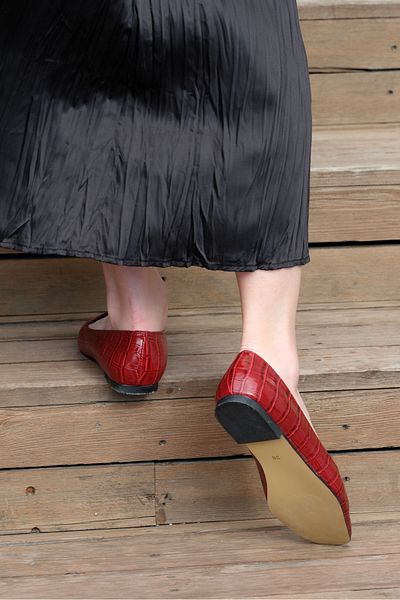 Sibel Durmaz Bunny Burgundy Patterned Ballerinas