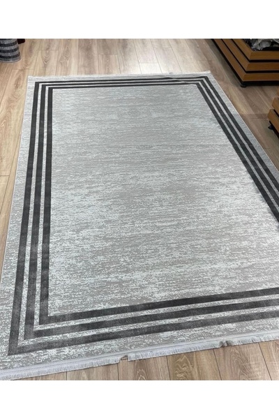 PeriDekor Saten Bambu Çerçeveli 30°’de Makinada Yıkanabilir Kayma Yapmaz Dokuma Ürün Antrasit Gri