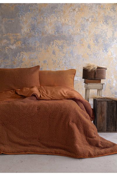 Apricitas HOME طقم لحاف نوم فردي ناعم أساسي من Terracotta